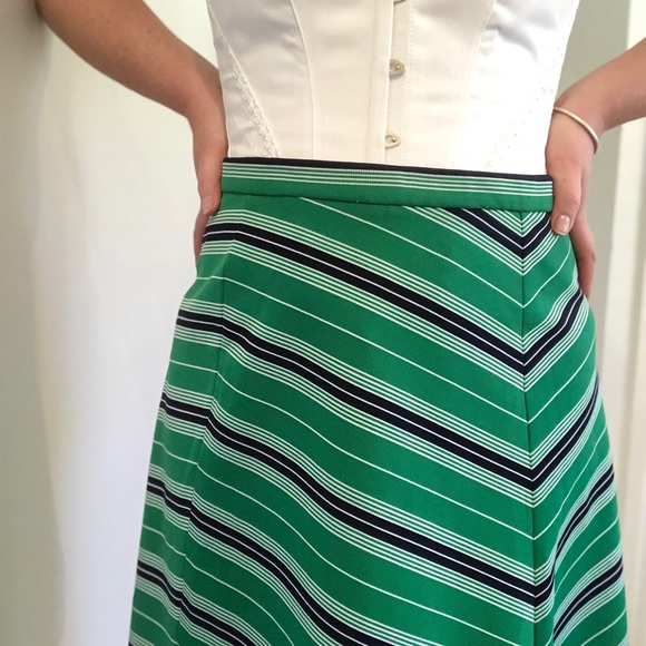 Vintage Green Striped Skirt - Picture 6 of 6